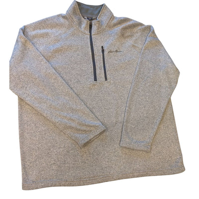 Eddie Bauer Fleece Sweater Mens XXL Gray 1/4 Zip Pullover Gray Hiking Sweatshirt