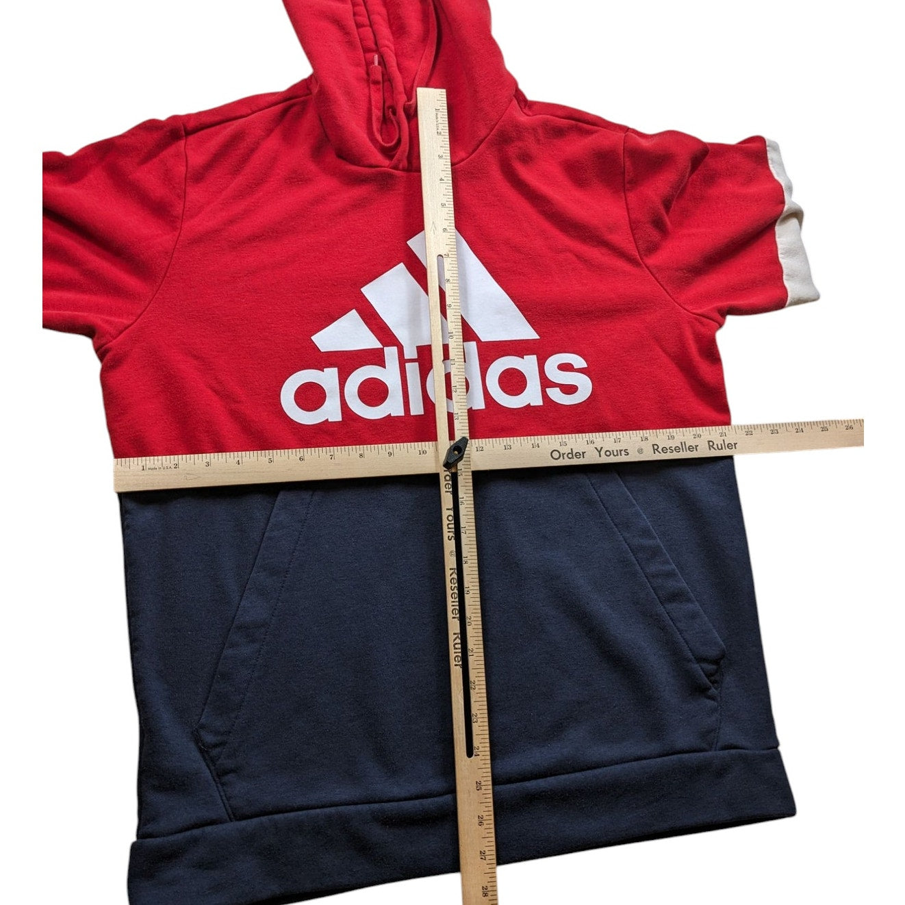 Adidas Hoodie Men Medium/Large RedNavy Colorblock Pullover Sweatshirt Streetwear