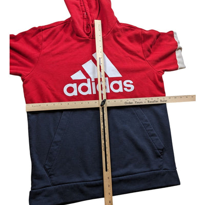 Adidas Hoodie Men Medium/Large RedNavy Colorblock Pullover Sweatshirt Streetwear