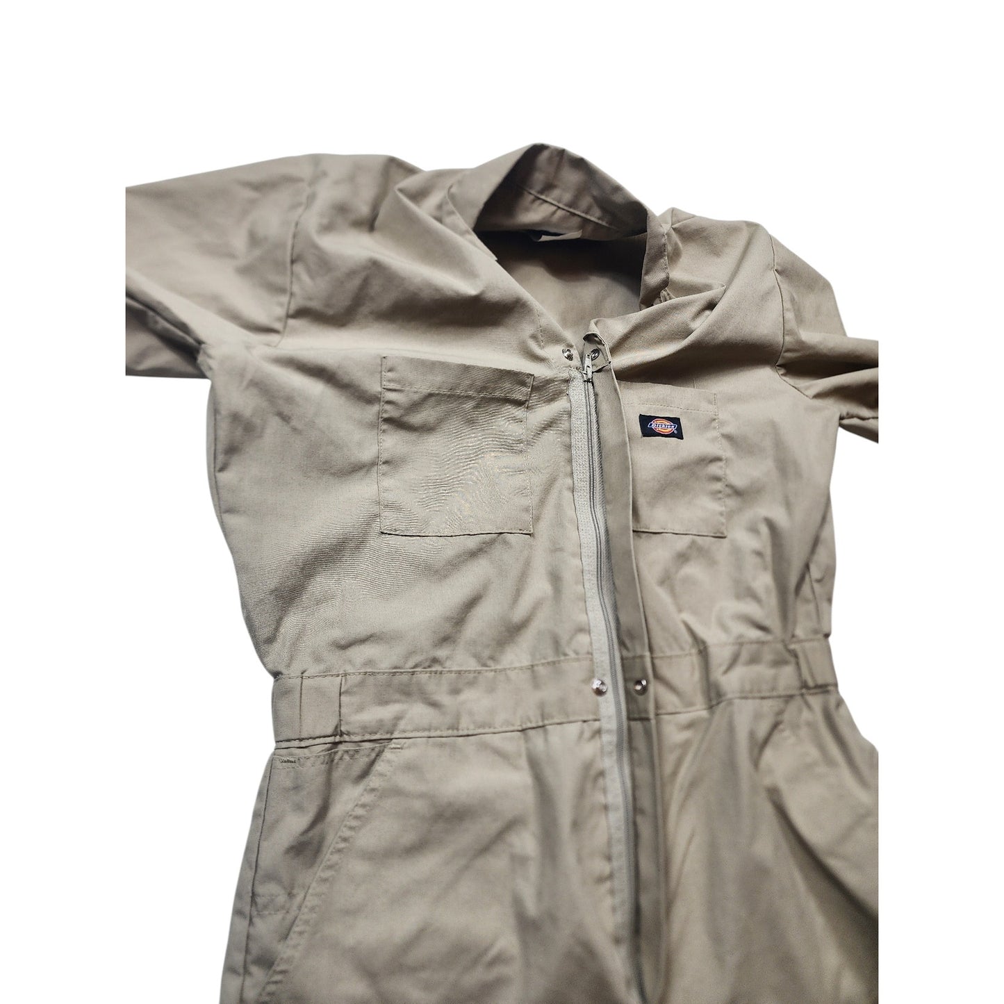 Dickies Coveralls Mens Medium Khaki Tan Workwear Utility Jumpsuit Mechanic