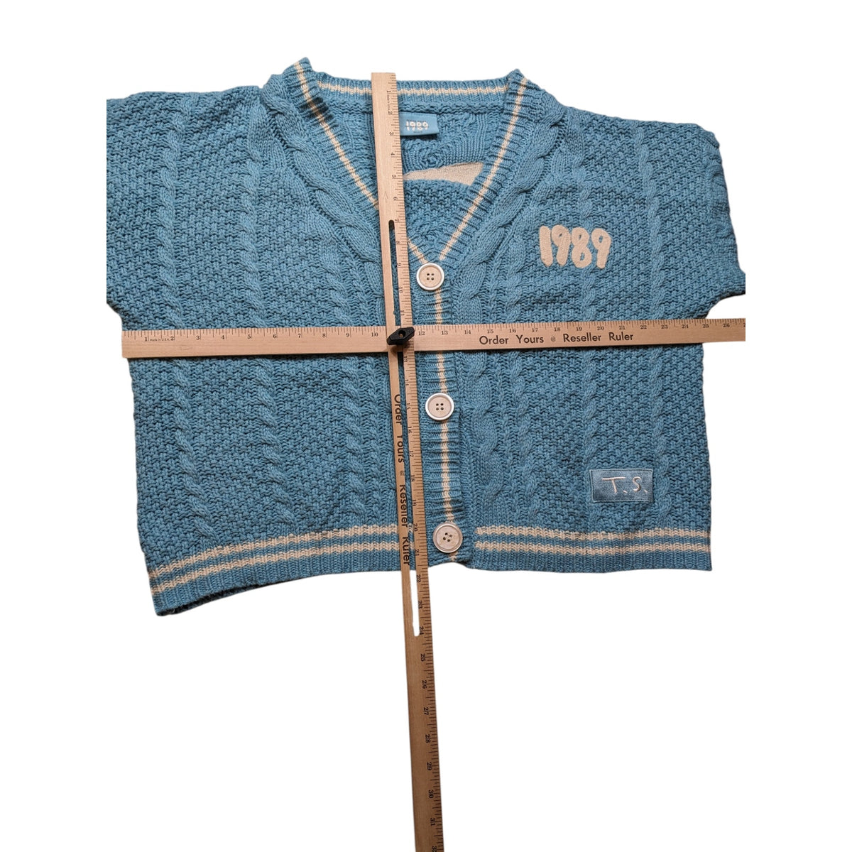Taylor Swift 1989 Cardigan Womens Medium Large Blue Cable Knit Seagull Button