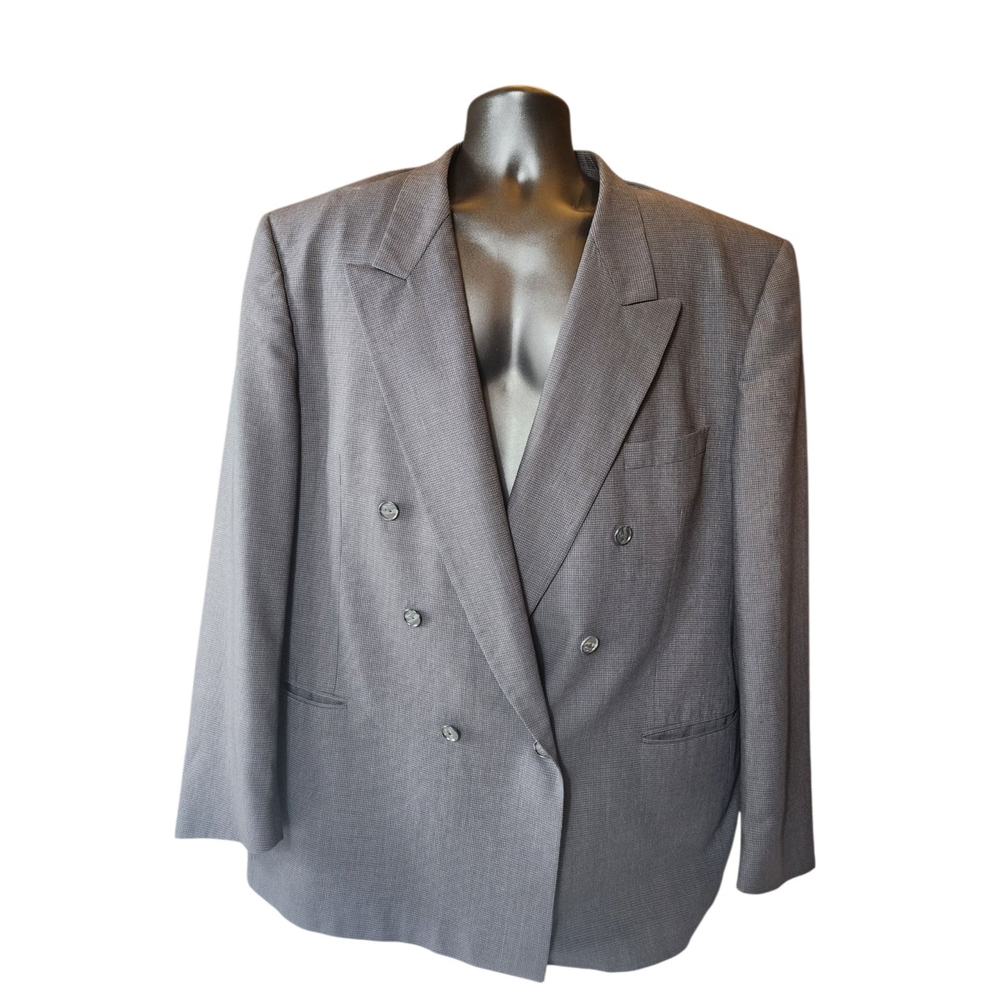 Cedrics Le Baron Blazer 48L Wool Double Breasted Gray Sport Coat Jacket Vintage