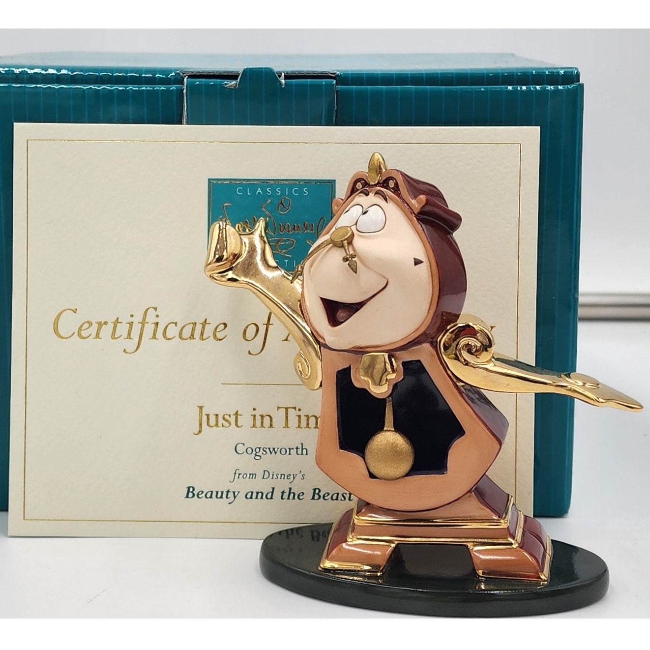 WDCC Disney Cogsworth Just in Time Figurine Beauty Beast Vintage Retired COA Box