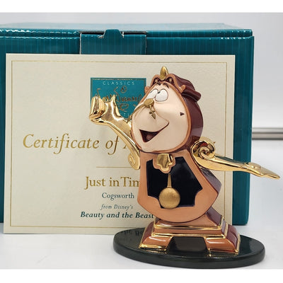WDCC Disney Cogsworth Just in Time Figurine Beauty Beast Vintage Retired COA Box