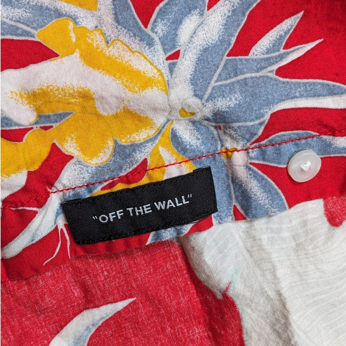 VANS Off the Wall Hawaiian Camp Shirt Mens Medium Tropical Floral Button Y2K