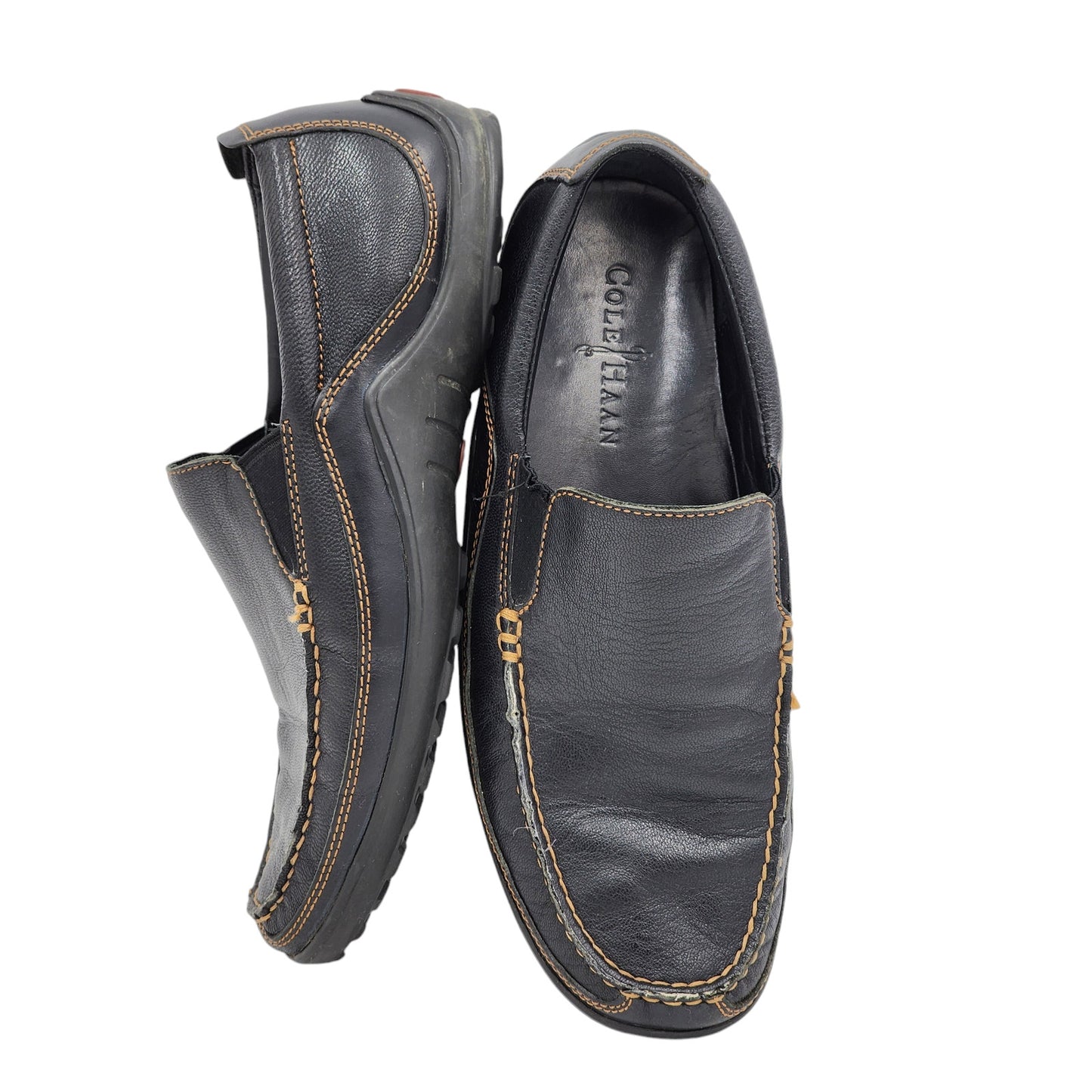 Cole Haan Shoes Loafers Mens 9M Black Leather Comfort Slip On Moc Toe C03557