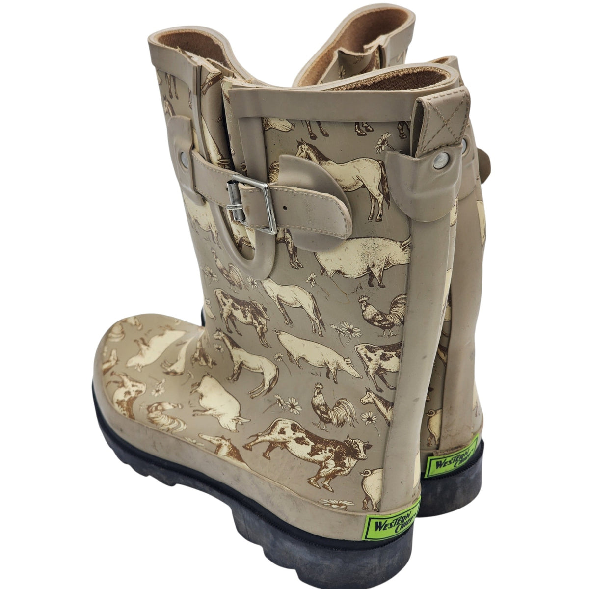 Western Chief Friendly Farms Rain Boots Womens 8 Animal Rubber Mid Cow Pig Horse