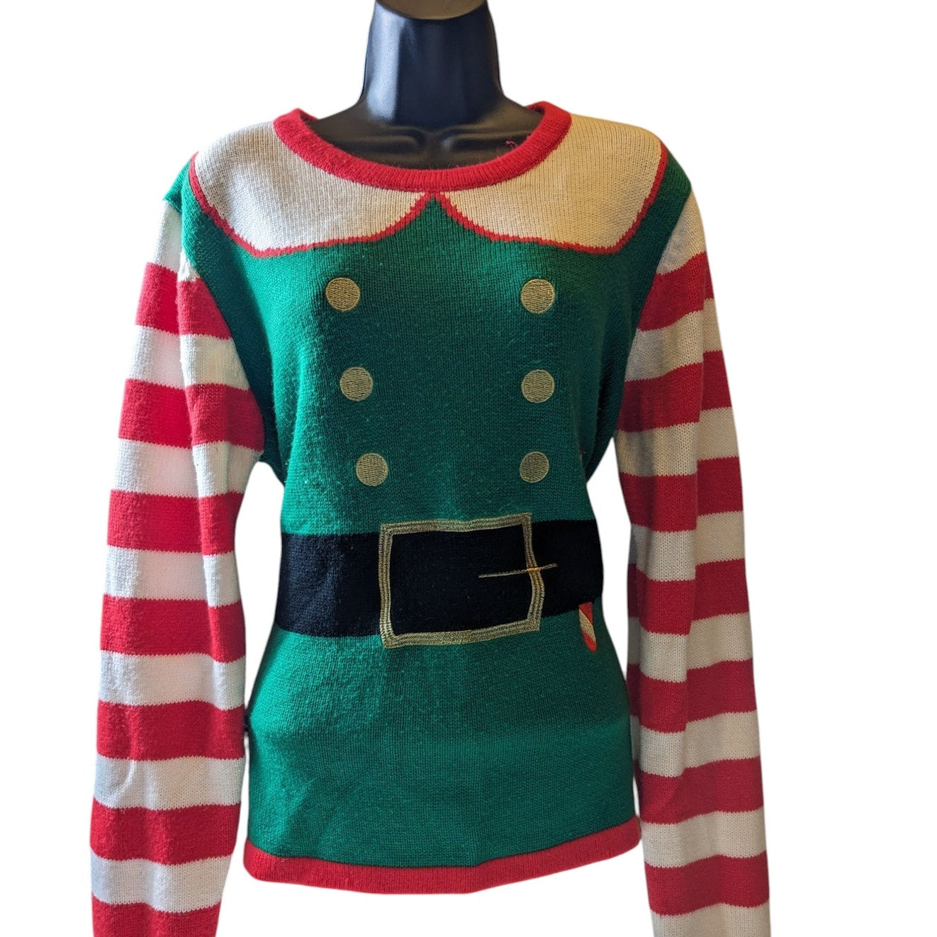 Holiday Time Elf Costume Sweater Womens XL Long Sleeve Xmas Party Ugly Christmas