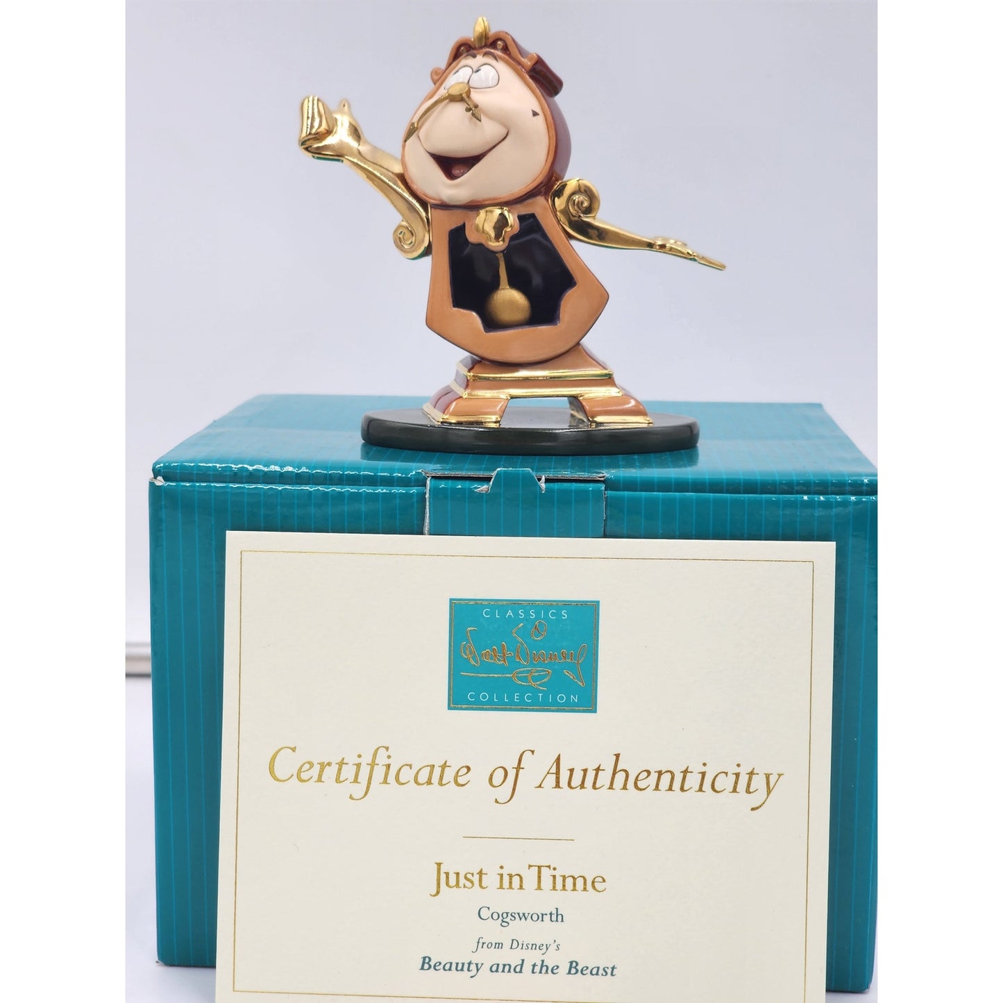 WDCC Disney Cogsworth Just in Time Figurine Beauty Beast Vintage Retired COA Box