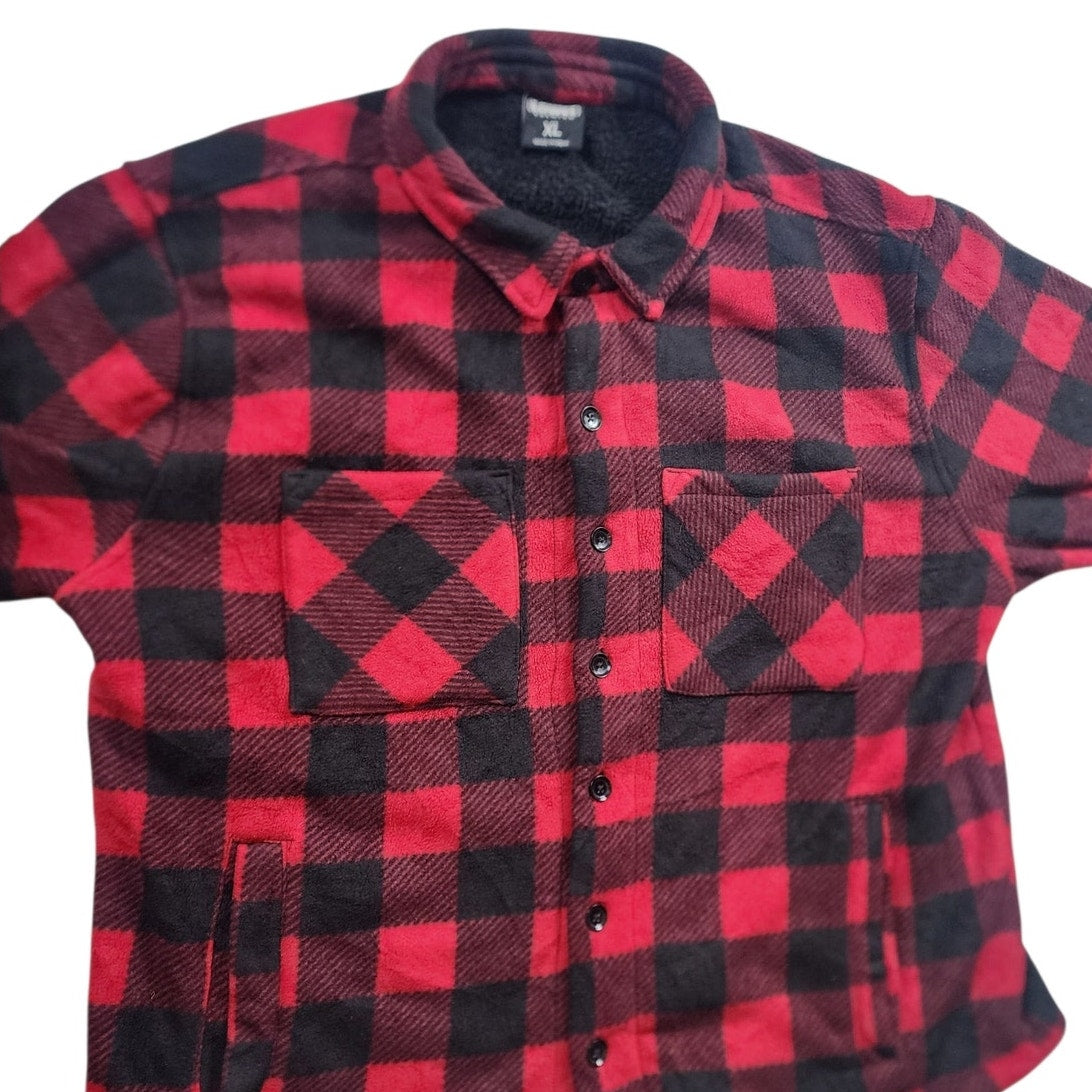 Lowes Premium Flannel Shirt XL Sherpa Jacket Lumberjack Shacket Cozy Work Hiking