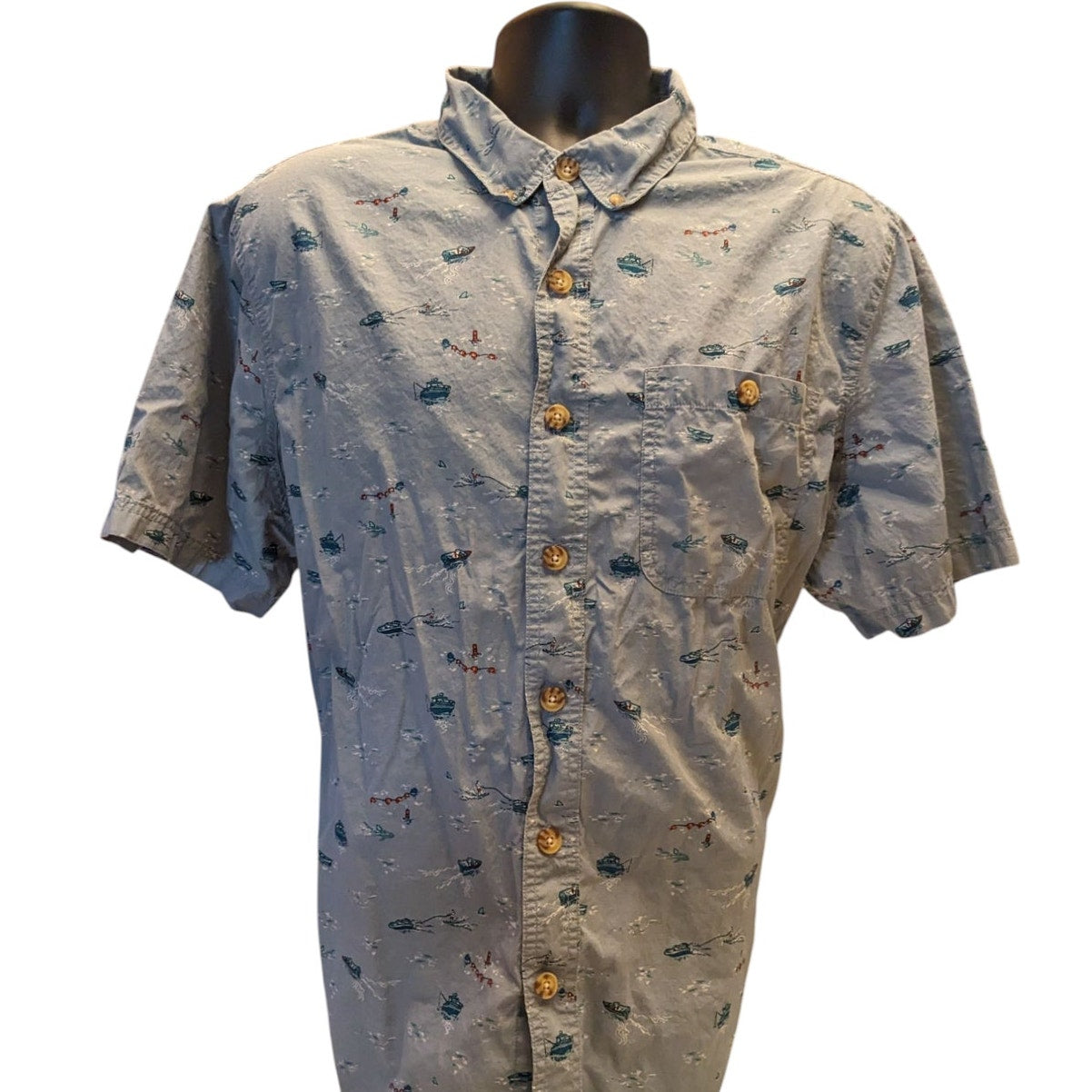 Duluth Trading Untucked Shirt Mens XL Short Sleeve Slim Fit Fishing Boat Summer