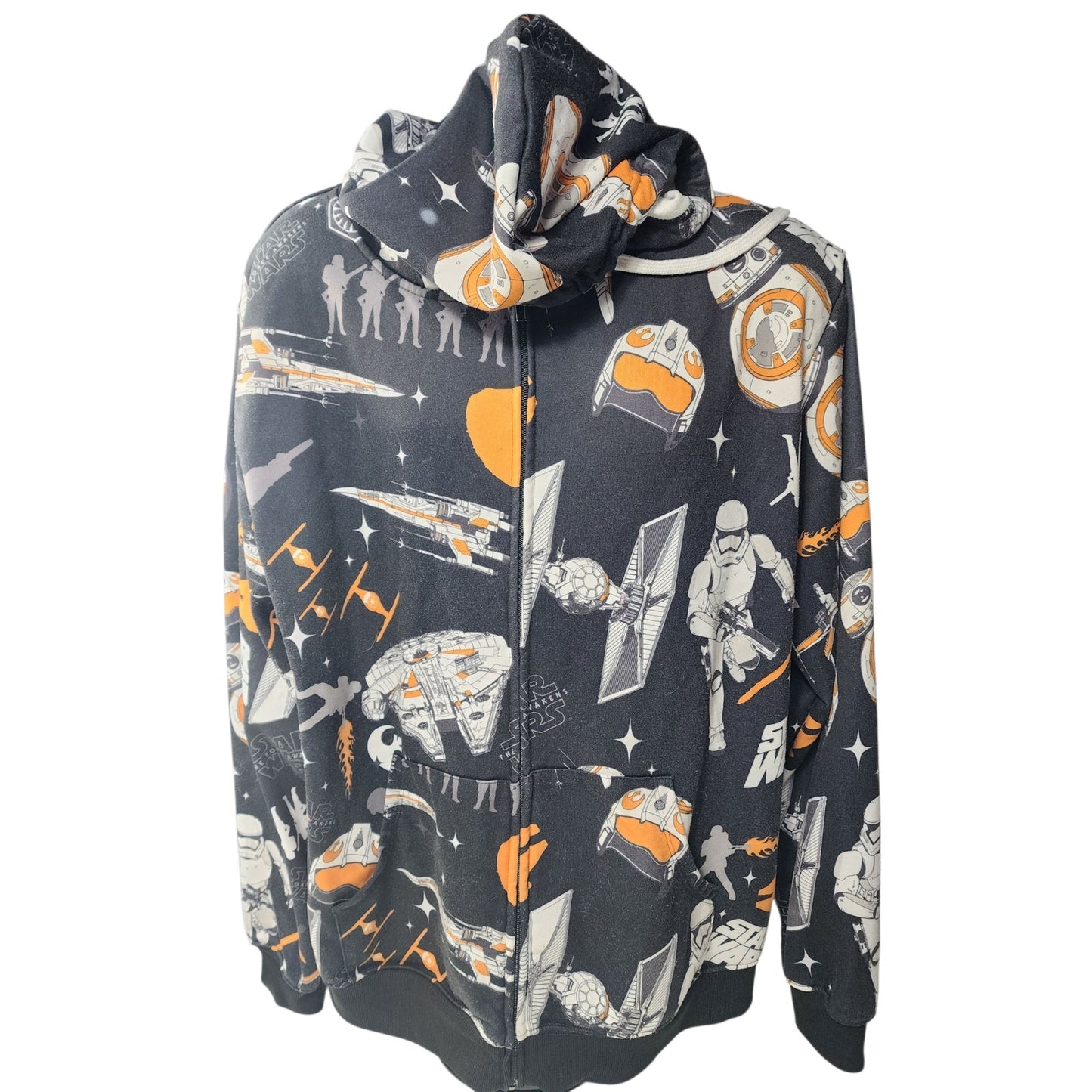 Star Wars Full Zip Hoodie Men Large Womens 2XL BB-8 Millennium Sweatshirt Lounge