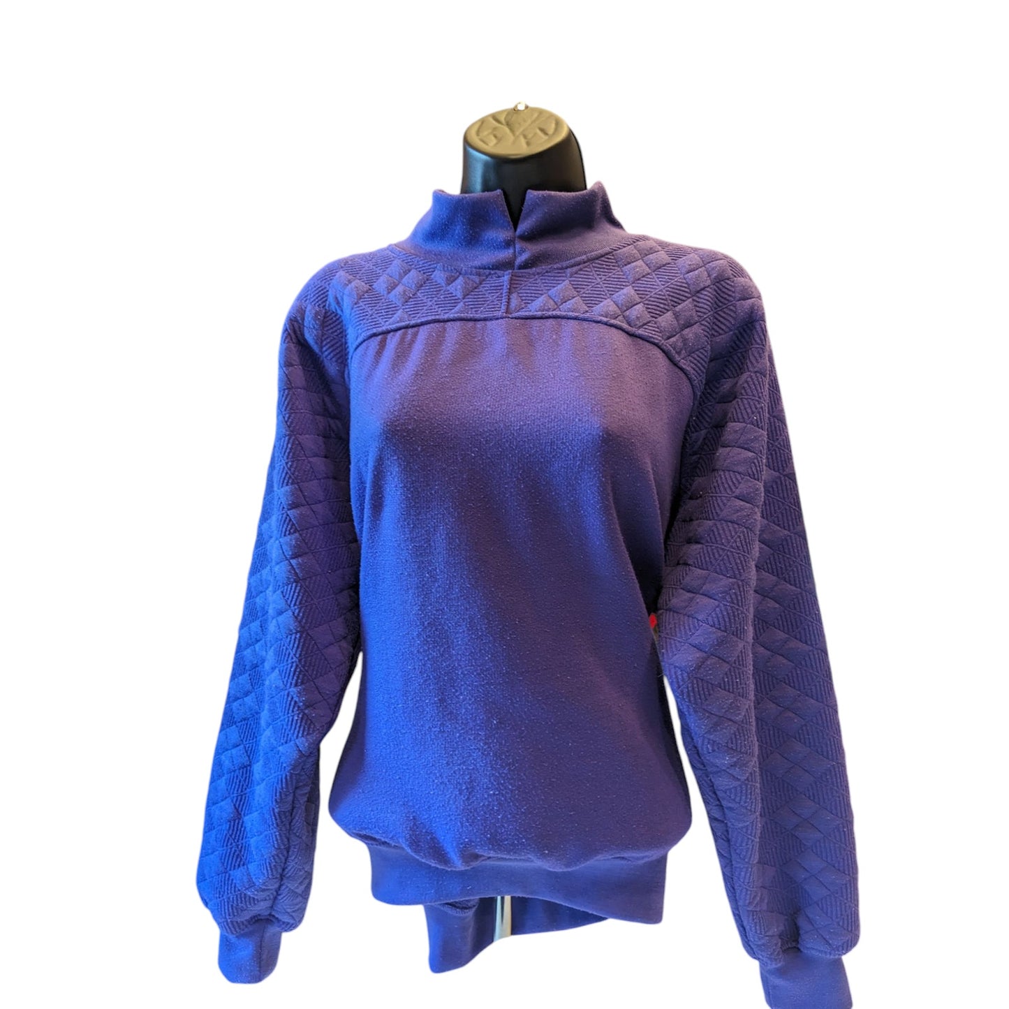 Vintage Gitano Sweatshirt Women Medium/Large Purple Quilted Pullover Mock Neck