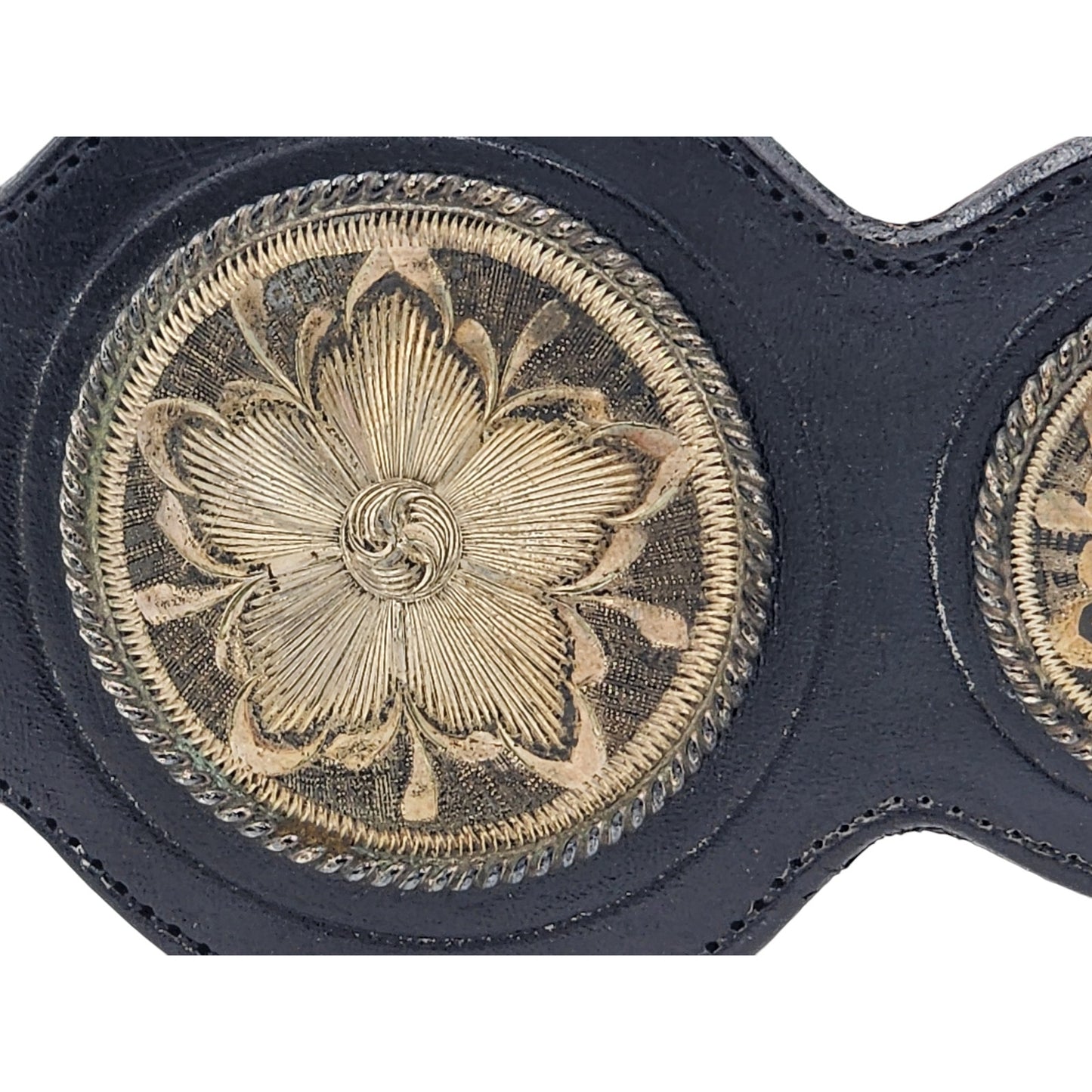 Vogt Belt Steerhide Leather Sterling Buckle Western Conchos Southwest Style 32