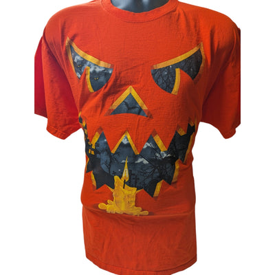 Jerzees Pumpkin Halloween Graphic Shirt Men Large Women XL Jack O Lantern Spooky