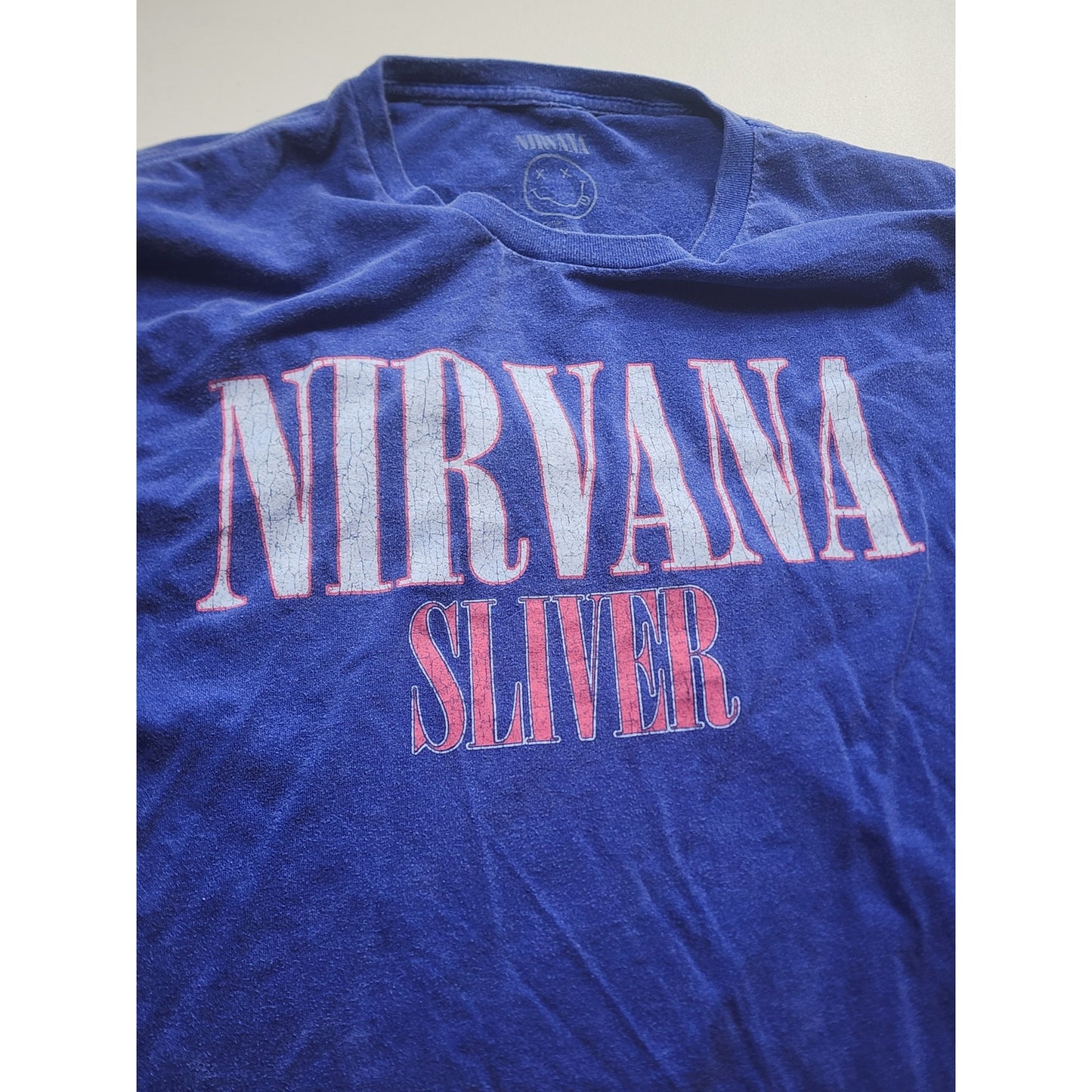 Nirvana Band T Shirt Mens 2XL Sliver Graphic Tee Grunge Distressed Vintage Style