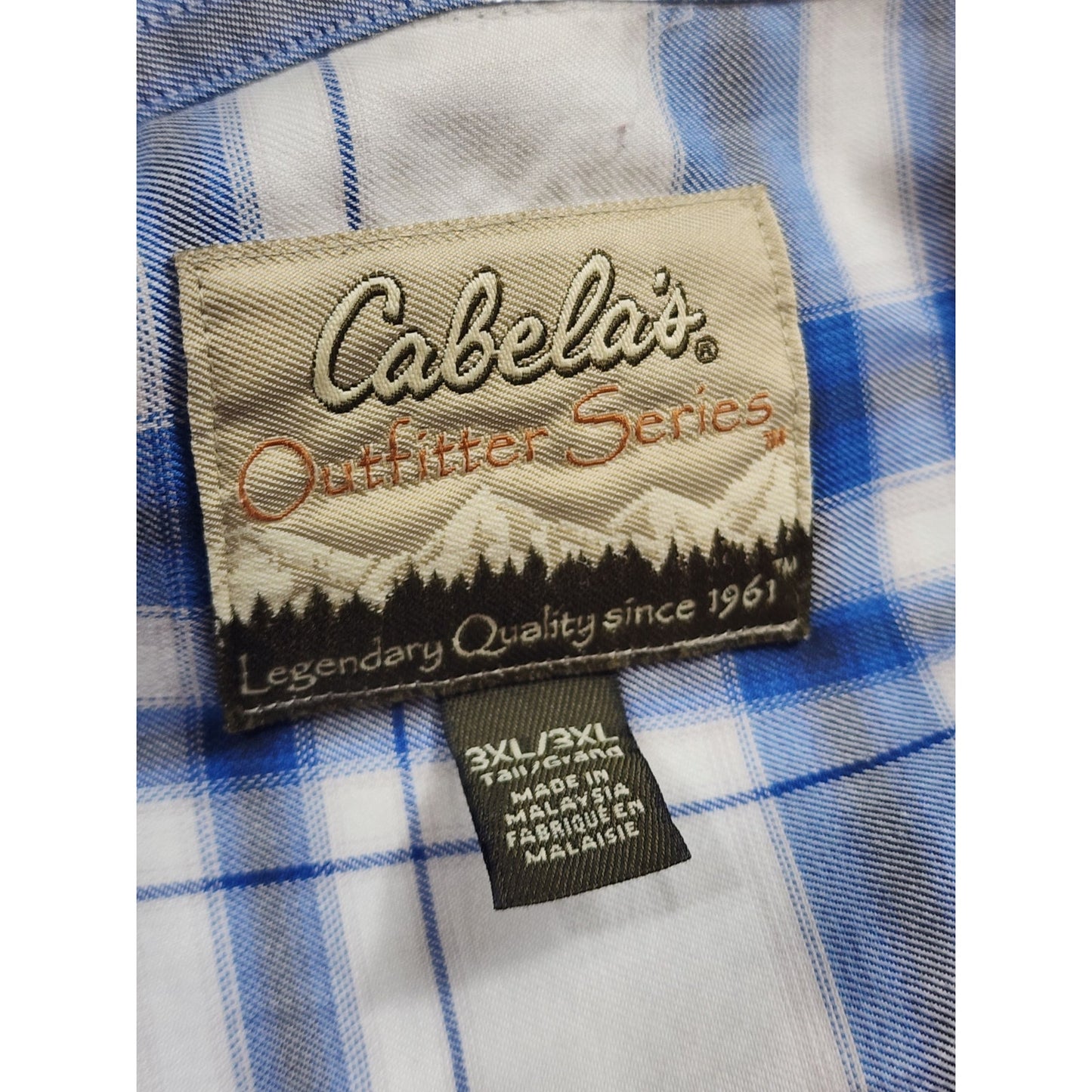 Cabelas Shirt Men 3XL Plaid Long Sleeve Cotton Western Classic Casual Workwear