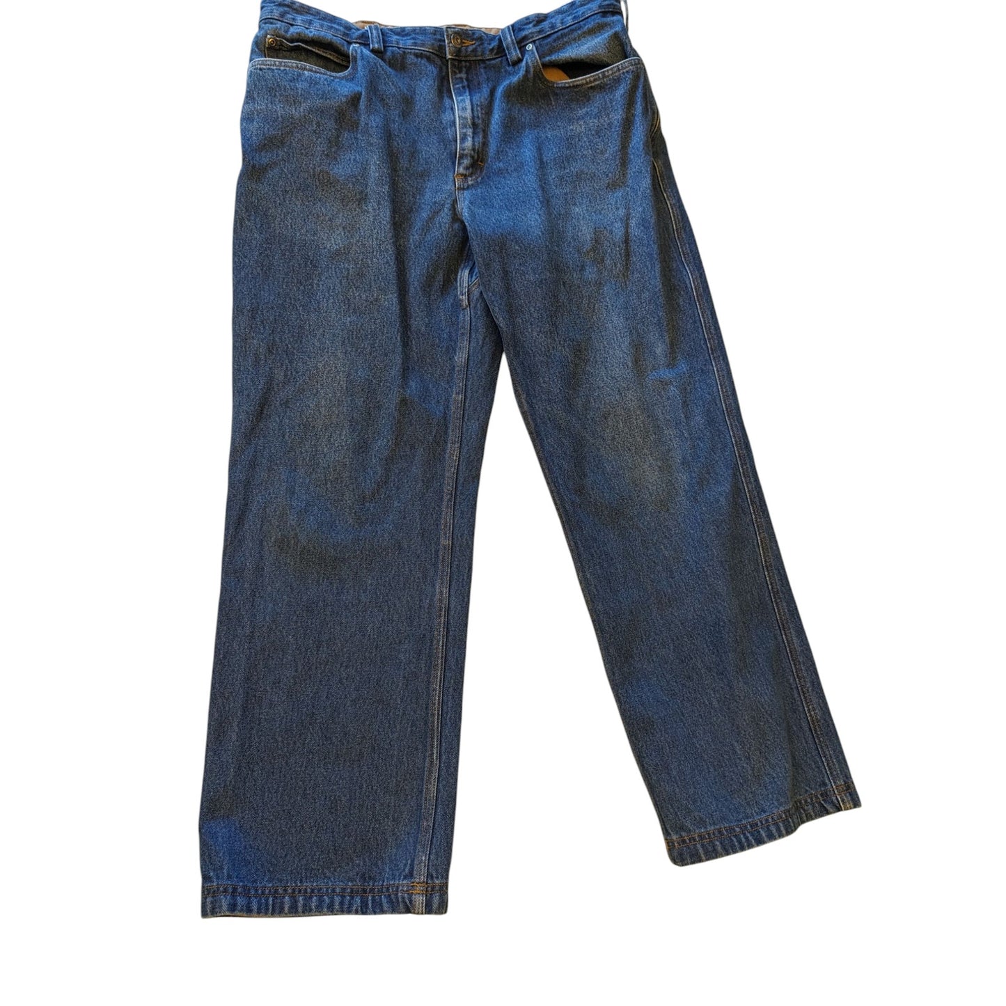 Duluth Trading Jeans Men 38x30 Blue Denim Workwear Pant Durable Rugged Carpenter