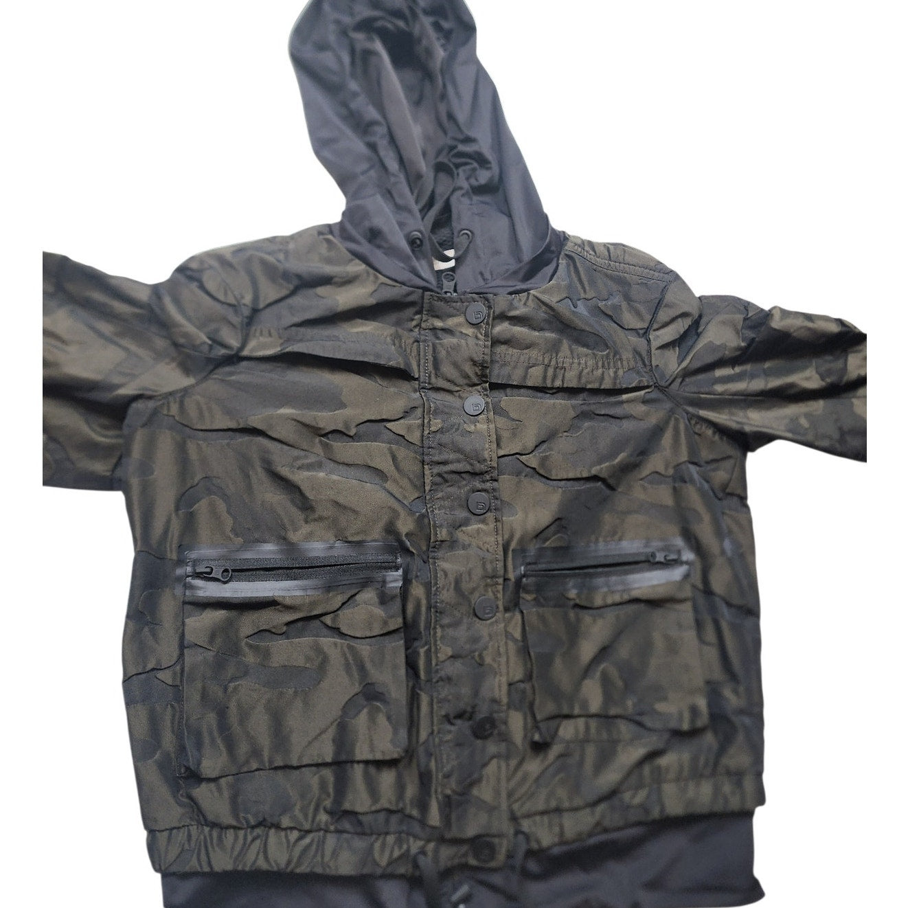 Blanc Noir Jacket Womens Small Skyfall Hooded Aviator Camo Zip Up Windbreaker