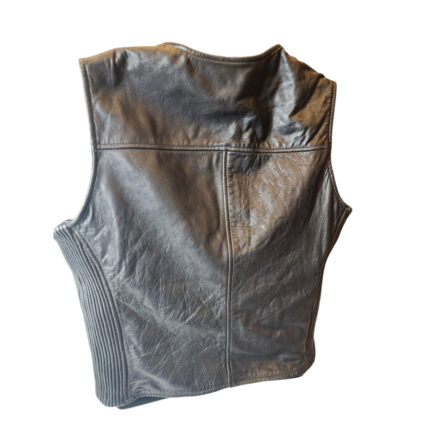 First Manufacturing Leather Vest XL Biker Motorcycle Club Riding Snap Taffeta