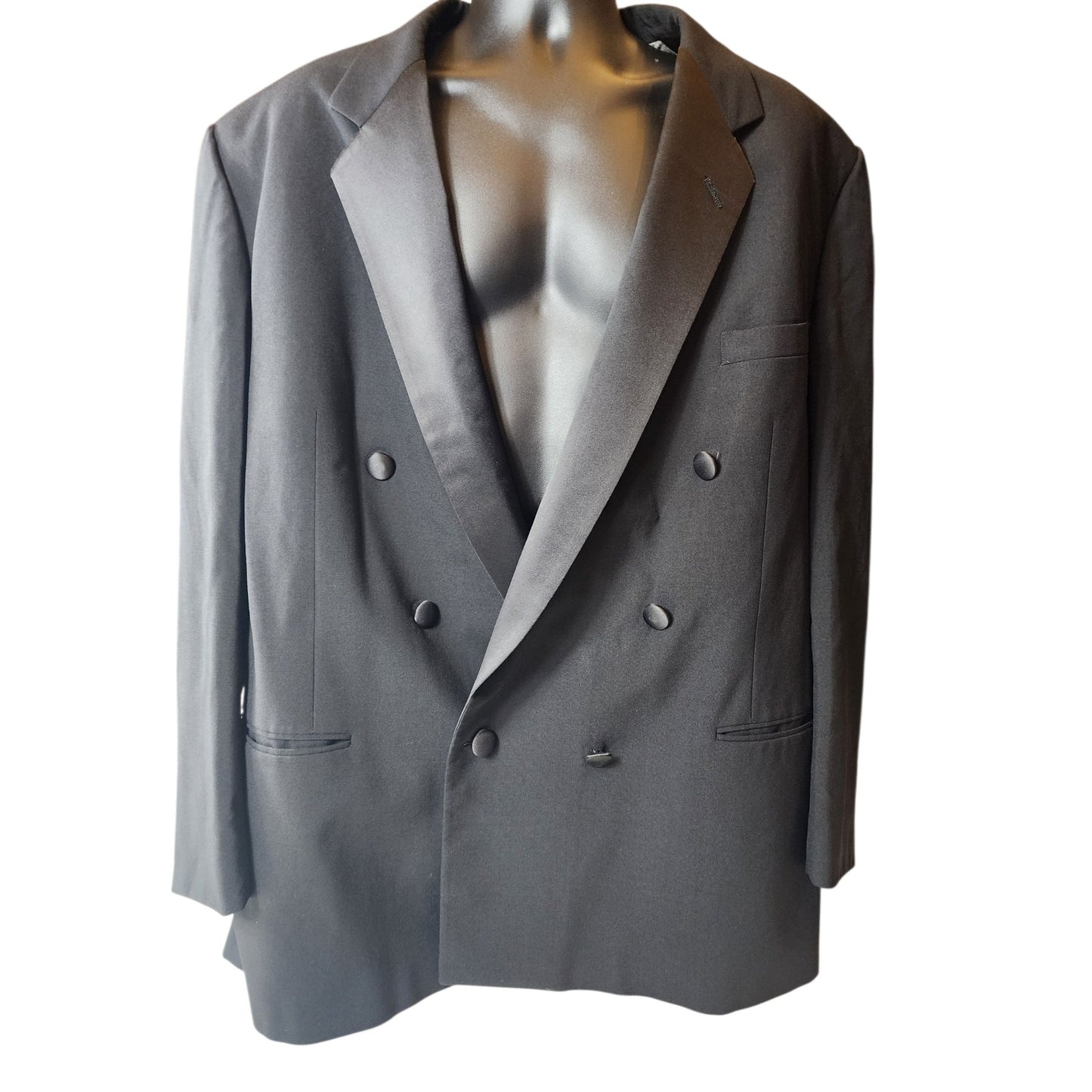 Perry Ellis Double Breasted Suit Jacket 50 Long Tuxedo Style Formal Blazer USA