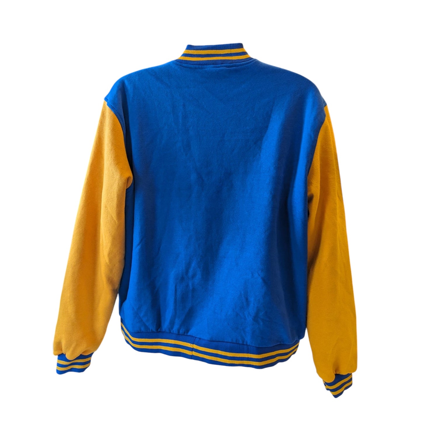 Varsity Jacket Mens XXL Letterman Style Bomber Blue Gold Snap Button Retro Style
