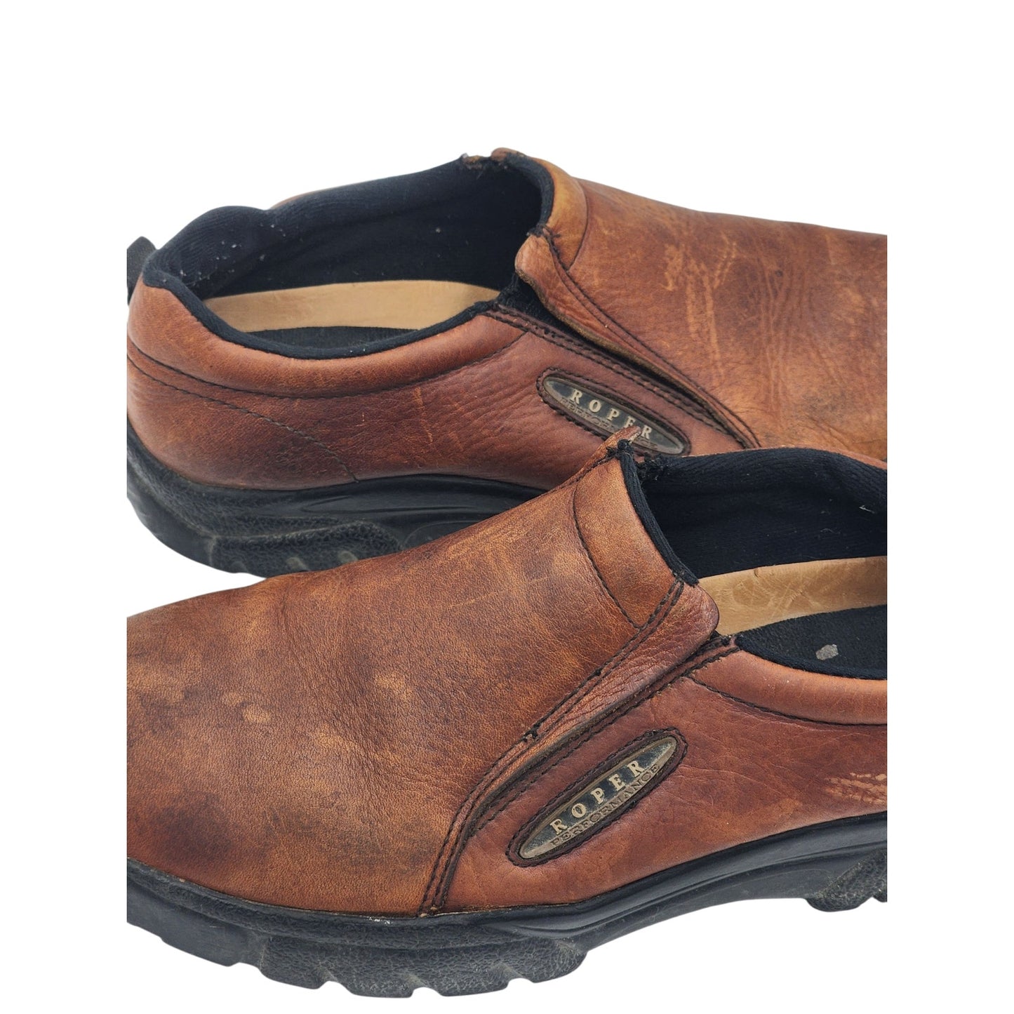 Roper Shoes Mens 12 Leather Slip On Performance Loafers Western 09-020-0601-0206