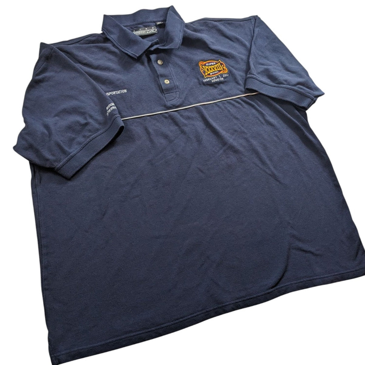 Reebok Golf Super Bowl XXXVIII Polo Shirt Mens XXL NFL Transportation Navy