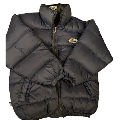 First Down Puffer Jacket Mens Medium Navy Duck Down Feather Y2K Streetwear Coat