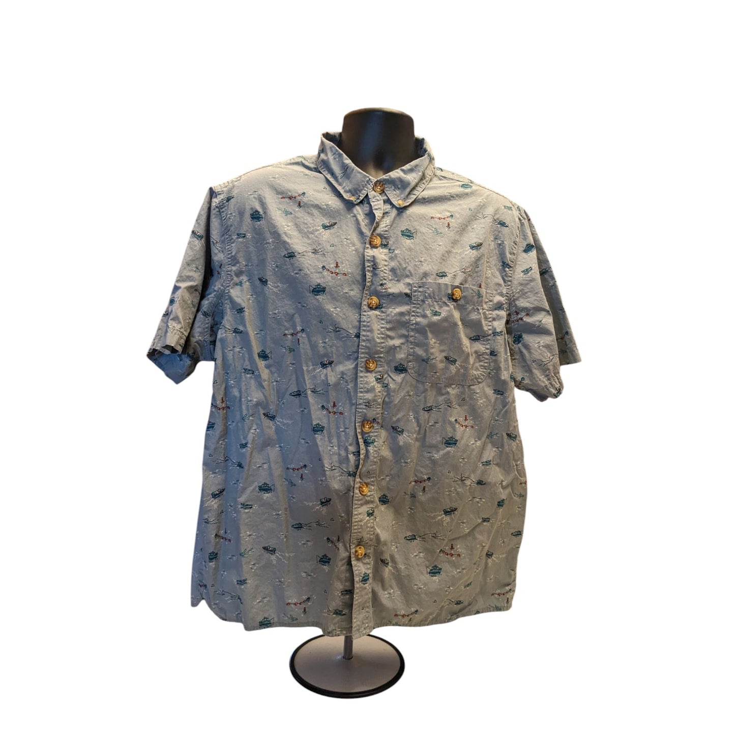 Duluth Trading Untucked Shirt Mens XL Short Sleeve Slim Fit Fishing Boat Summer