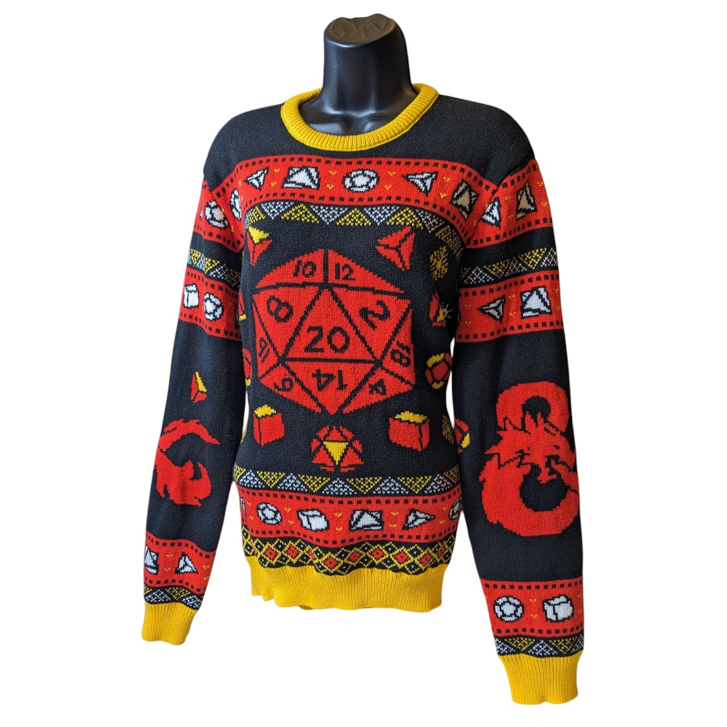 Dungeons and Dragons Ugly Christmas Sweater Womens Large Pullover Gamer Cosplay