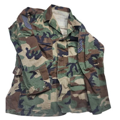 Vintage US Air Force BDU Camo Shirt Medium Woodland Military Jacket Army 90s