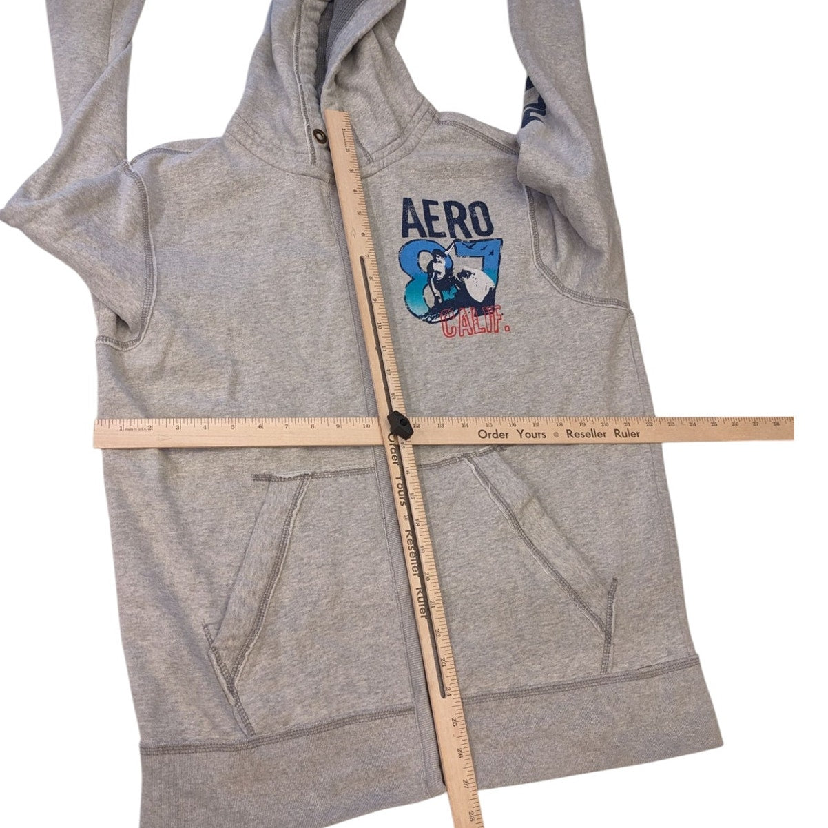 Aeropostale Hoodie Mens Large Zip Up Sweatshirt AERO Surf Graphic California