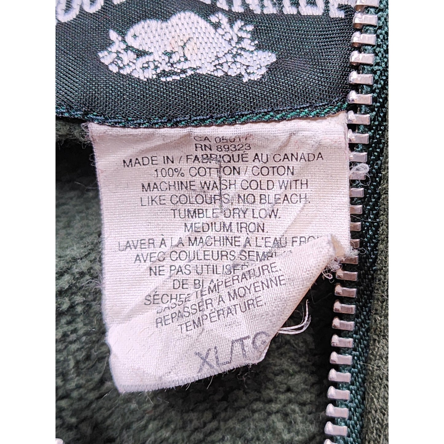 Roots Canada Half Zip Pullover Sweatshirt Mens XL Green Cotton Vintage Y2K