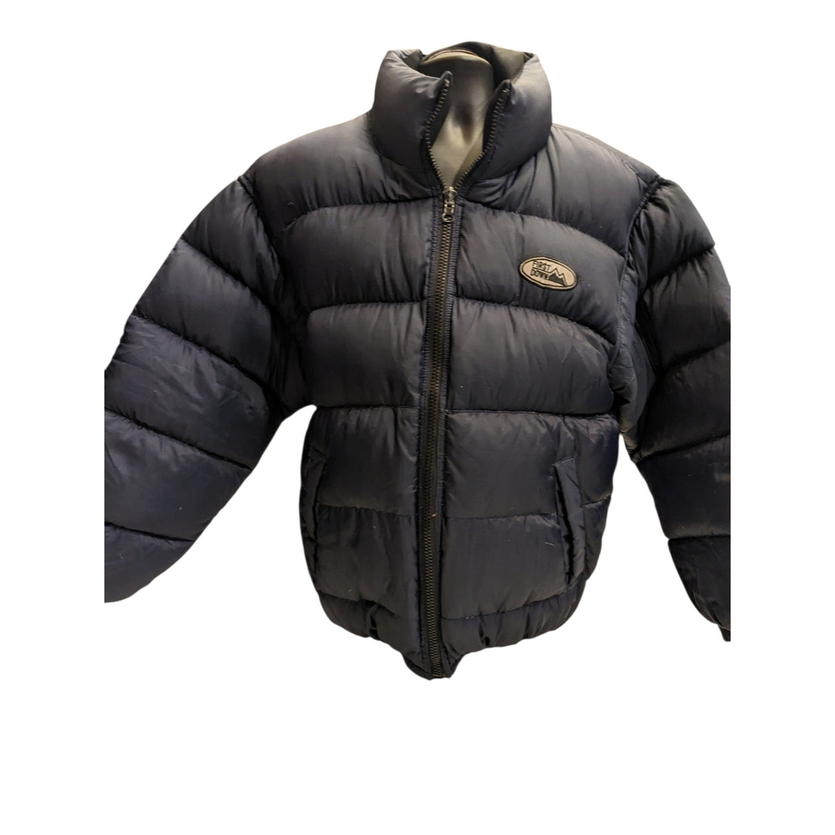 First Down Puffer Jacket Mens Medium Navy Duck Down Feather Y2K Streetwear Coat