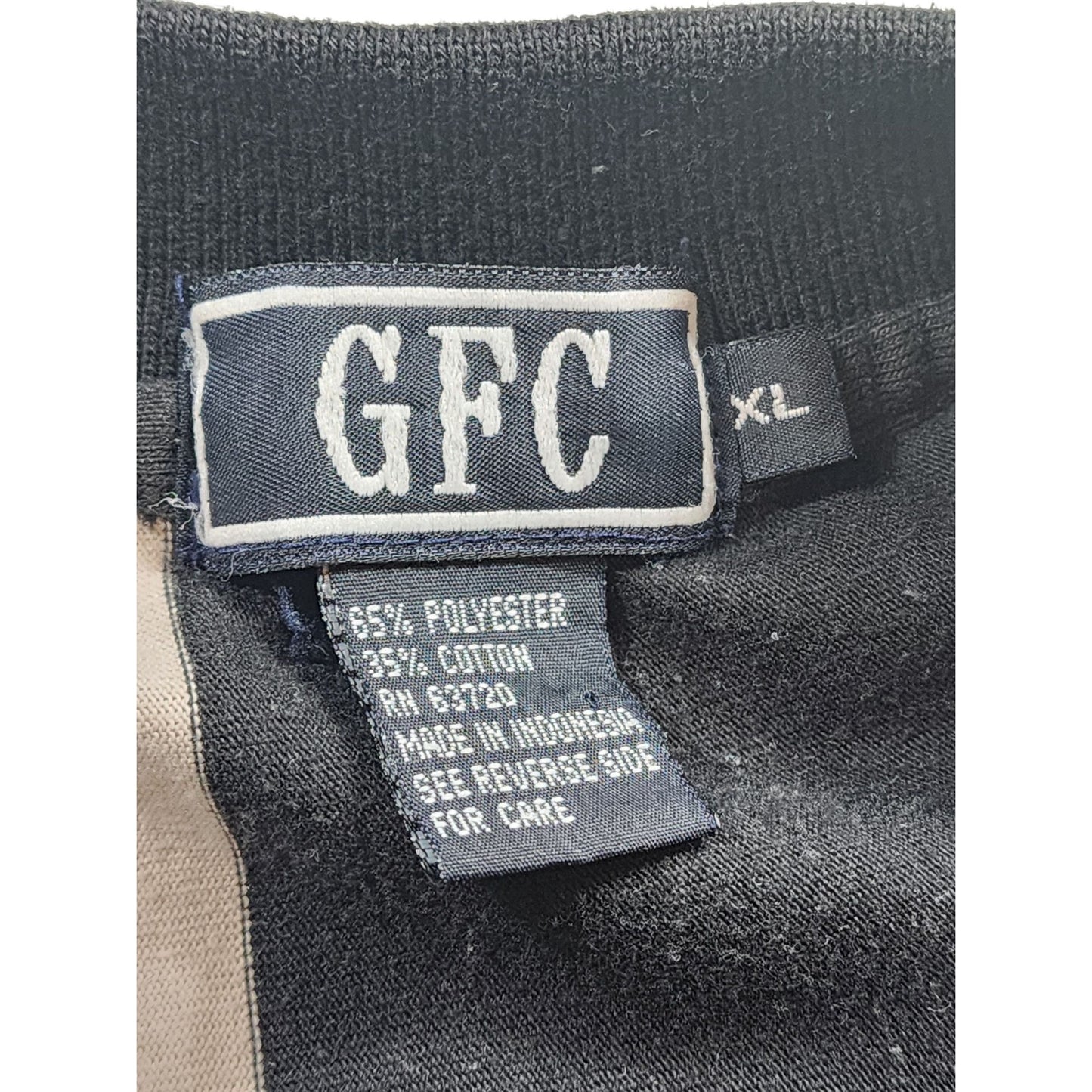 GFC Polo Shirt Mens XL Striped Crest Logo Short Sleeve Casual Golf Preppy 90s