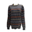 IZOD Sweater Womens XL Black Striped Crewneck Pullover Casual Knit Long Sleeve