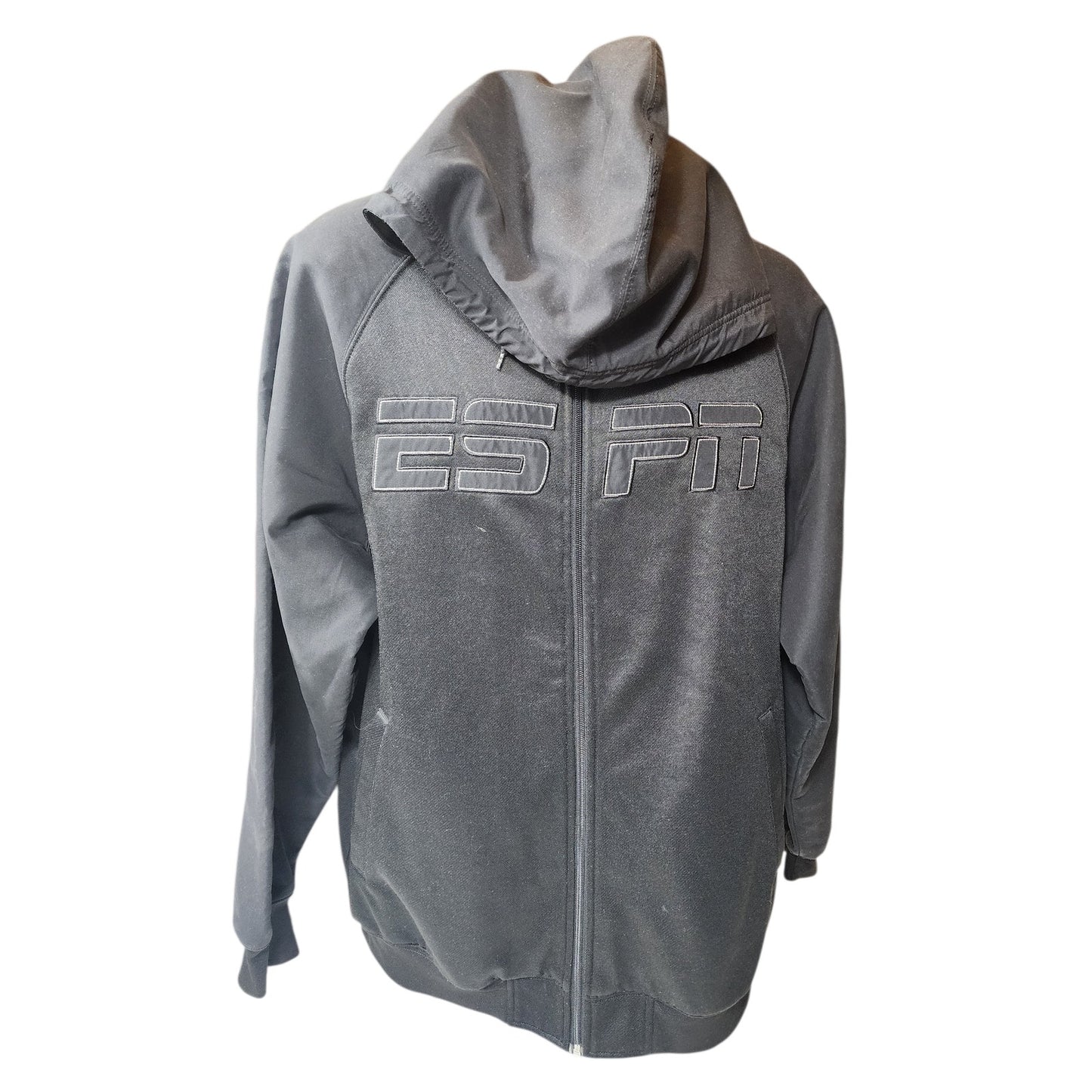 ESPN Hoodie Sweatshirt Mens Large Full Zip Athletic Jacket Gym Kangaroo Pockets