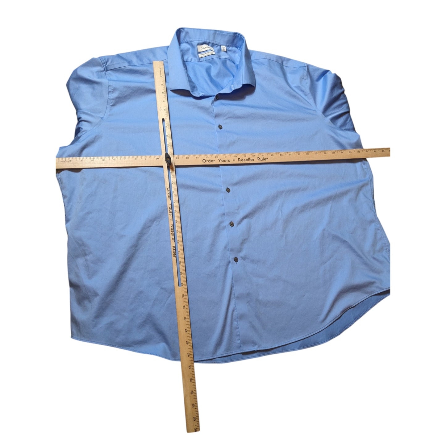 Calvin Klein Dress Shirt Mens 5XL Slim 34/35 Infinite Wrinkle Free Stretch Long