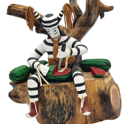 Kachina Southwestern Native American Style Koshare Clown Watermelon Wood Carving