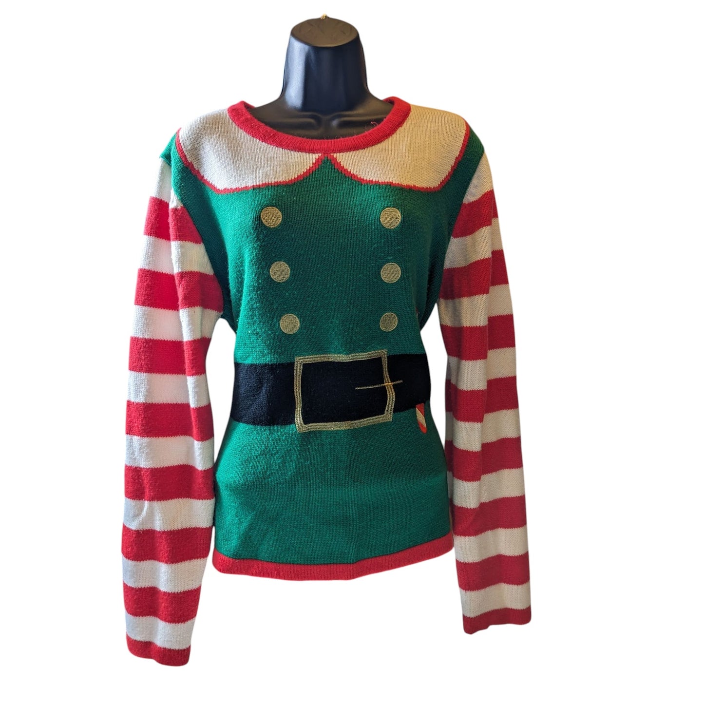 Holiday Time Elf Costume Sweater Womens XL Long Sleeve Xmas Party Ugly Christmas