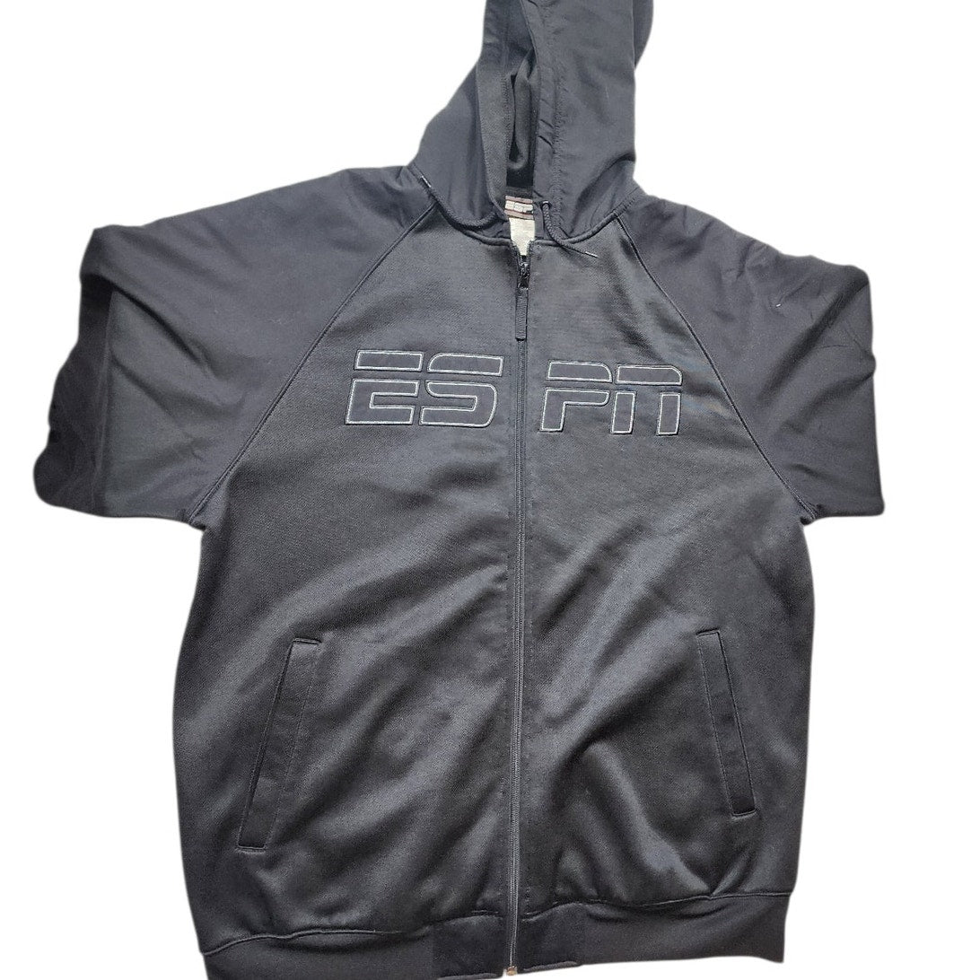ESPN Hoodie Sweatshirt Mens Large Full Zip Athletic Jacket Gym Kangaroo Pockets