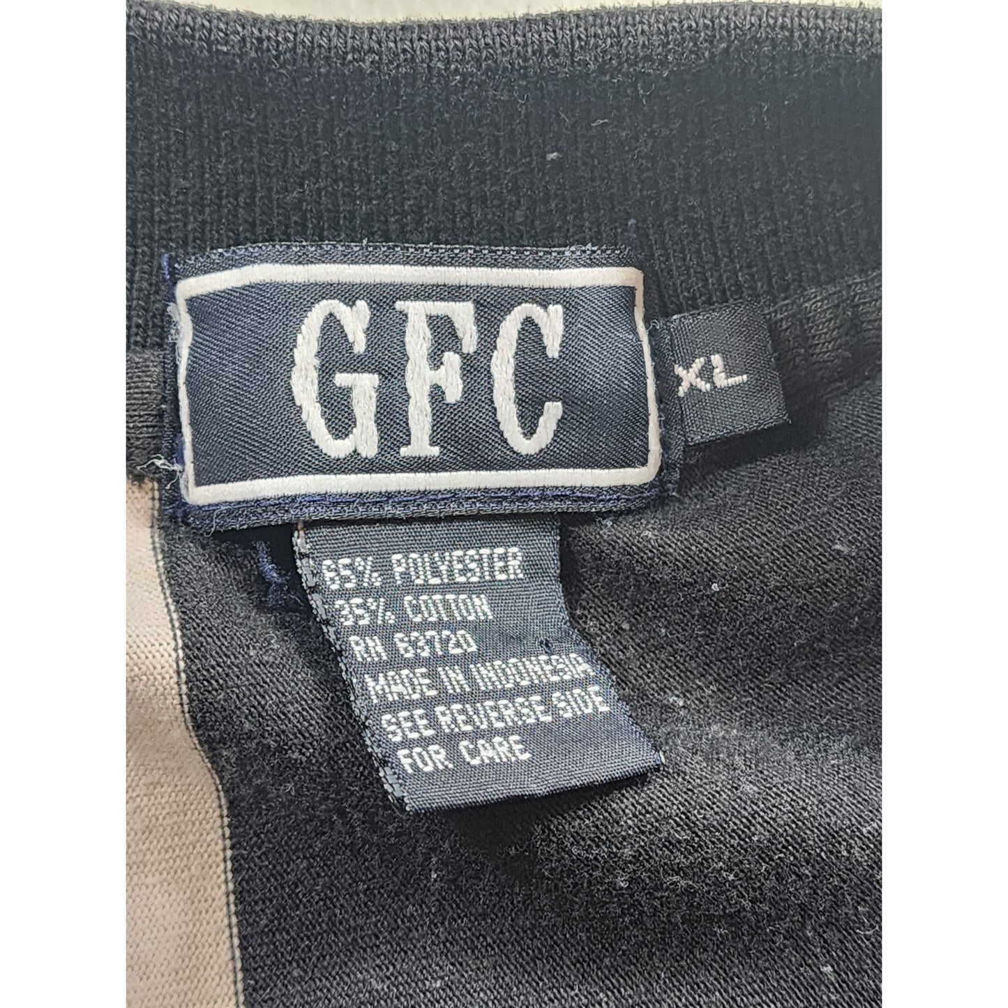 GFC Polo Shirt Mens XL Striped Crest Logo Short Sleeve Casual Golf Preppy 90s