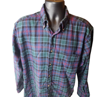 Pendleton Fireside Flannel Shirt Mens Large Wool Tartan Plaid Vintage Lumberjack