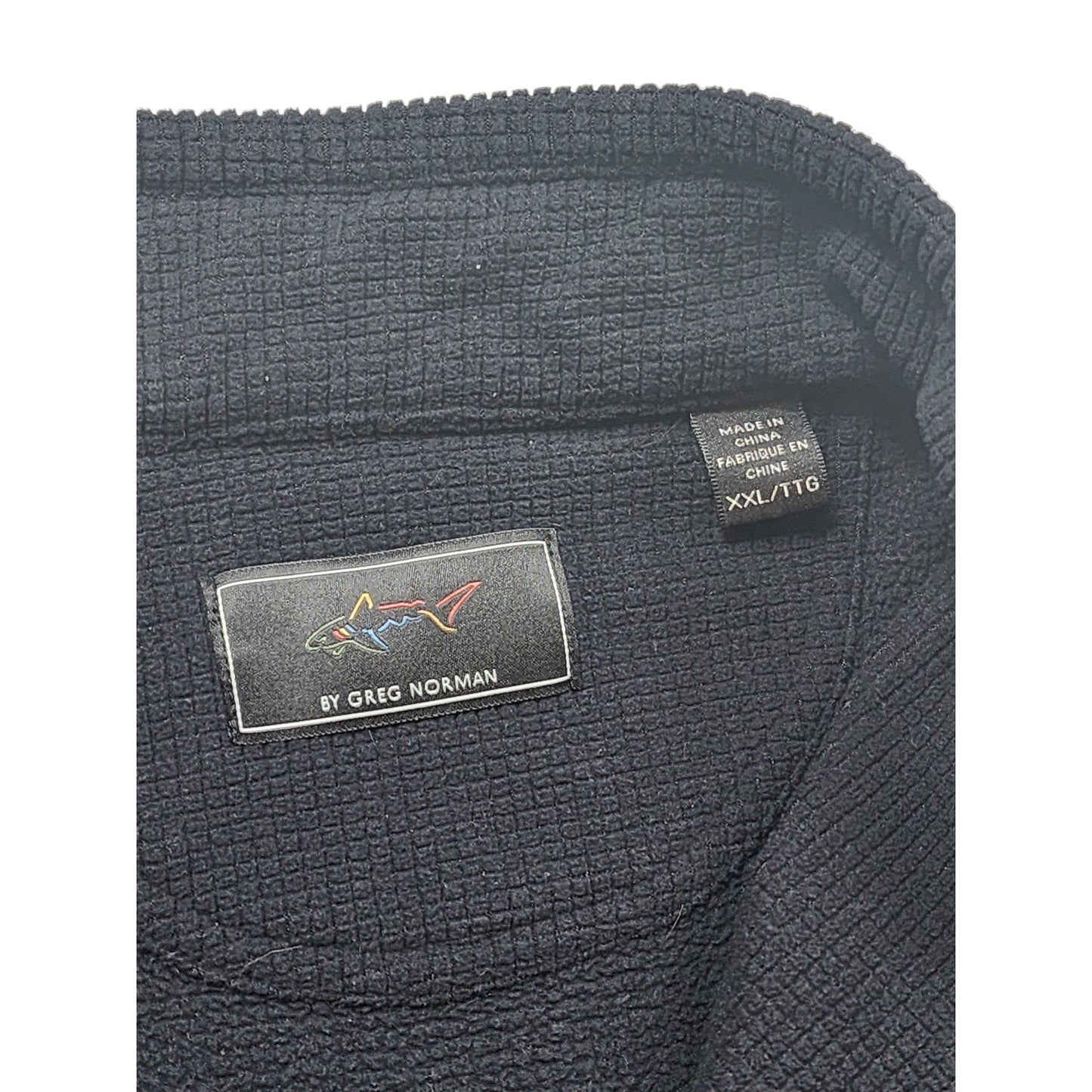 Greg Norman Sweater Men XXL Pullover Zip Black Shark Logo Golf Fleece Sweatshirt