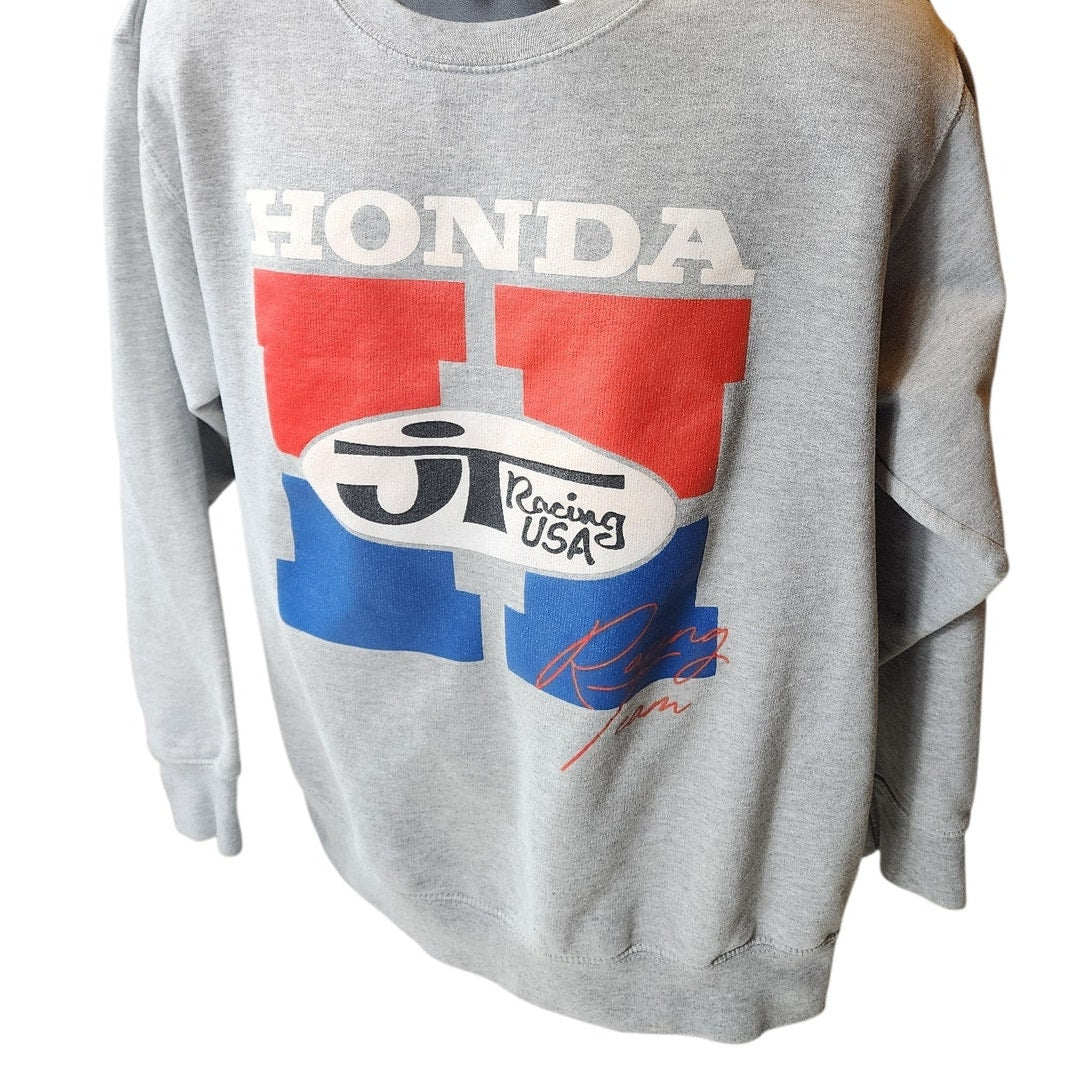 JT Racing Honda USA Crewneck Sweatshirt Mens Large Vintage Moto Pullover Y2K