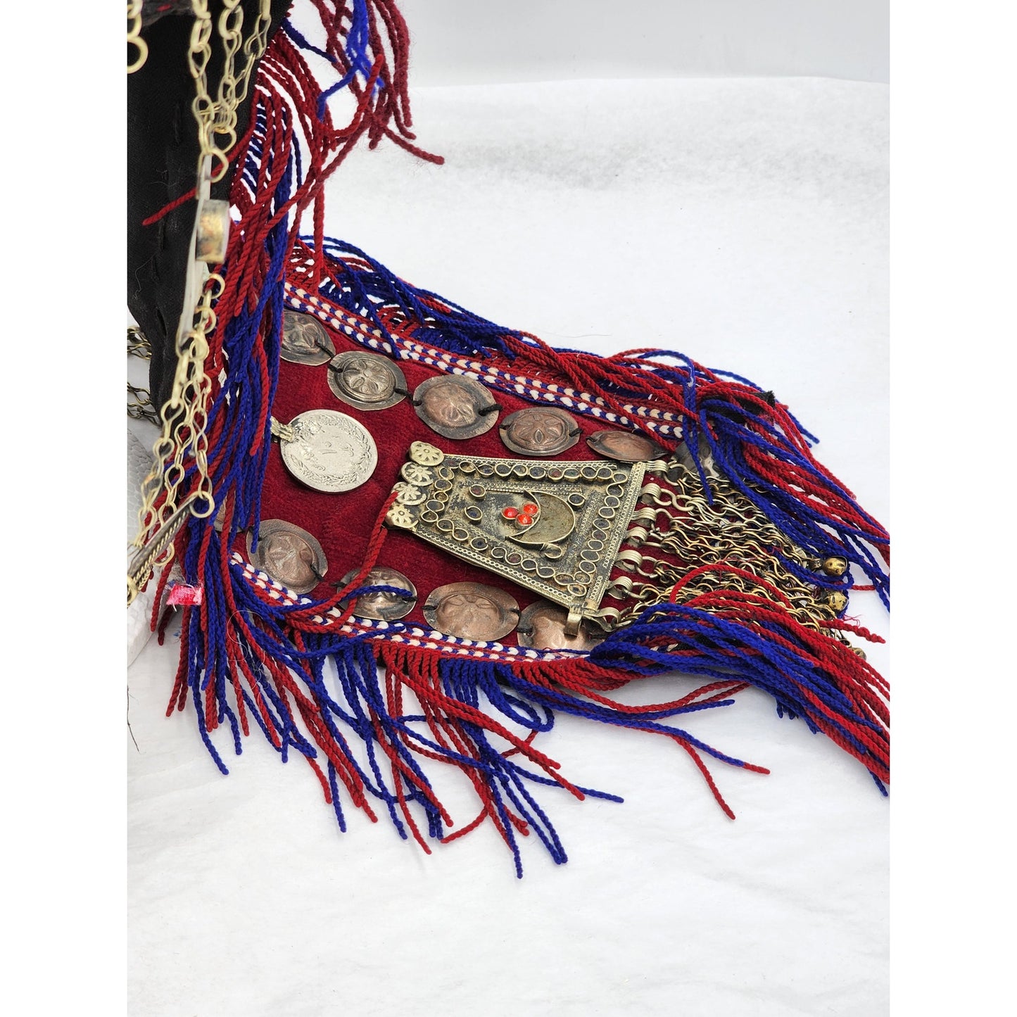 Vintage Bride Headdress Tribal Wedding Pendant Tassels Ceremony Asian Boho 24"