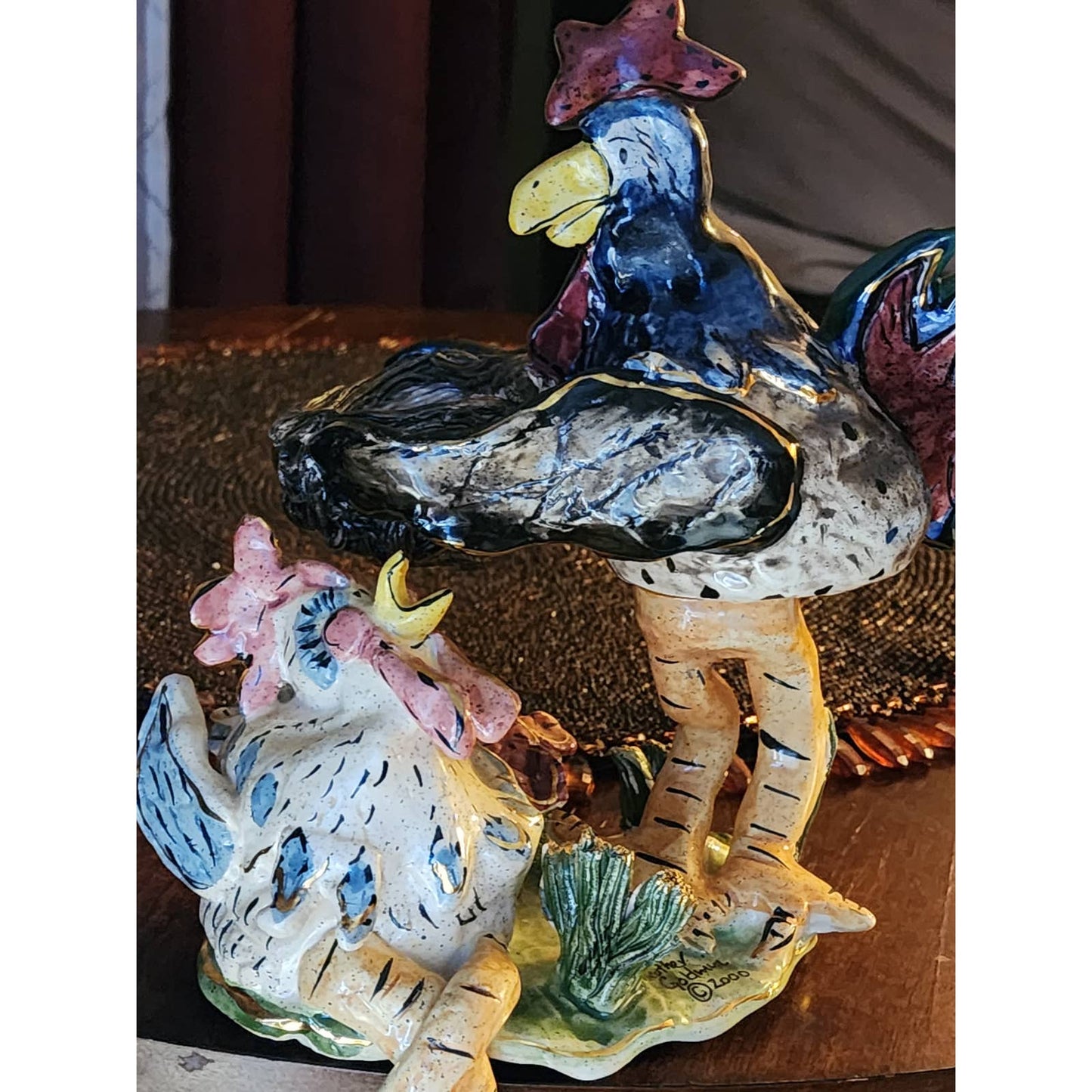 Rooster Figurine Shelf Decor Heather Goldminc 2000 Farmhouse Country Whimsical