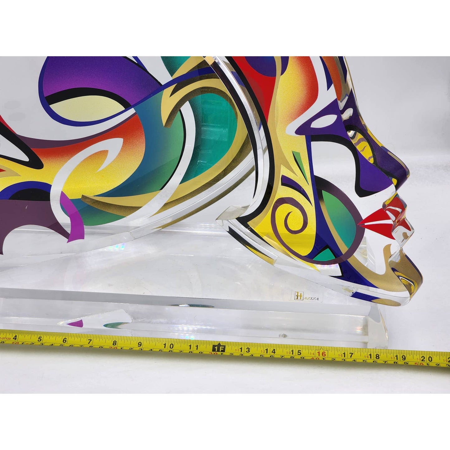 Shlomi Haziza Acrylic Sculpture Lucite Two Faces Abstract Signed Israeli Artist