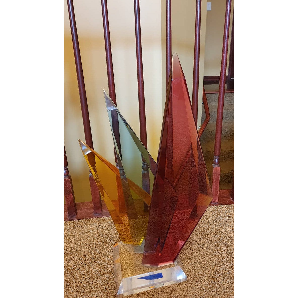 Haziza Large Lucite Sculpture Multi Colored Acrylic Mid Century Modern Abstract